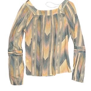 LC Lauren Conrad Women's M Peasant Striped Long Sleeve Blouse Multicolor